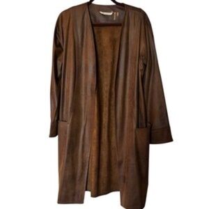 Soft Surroundings Womens Brown Long Coat Size Large